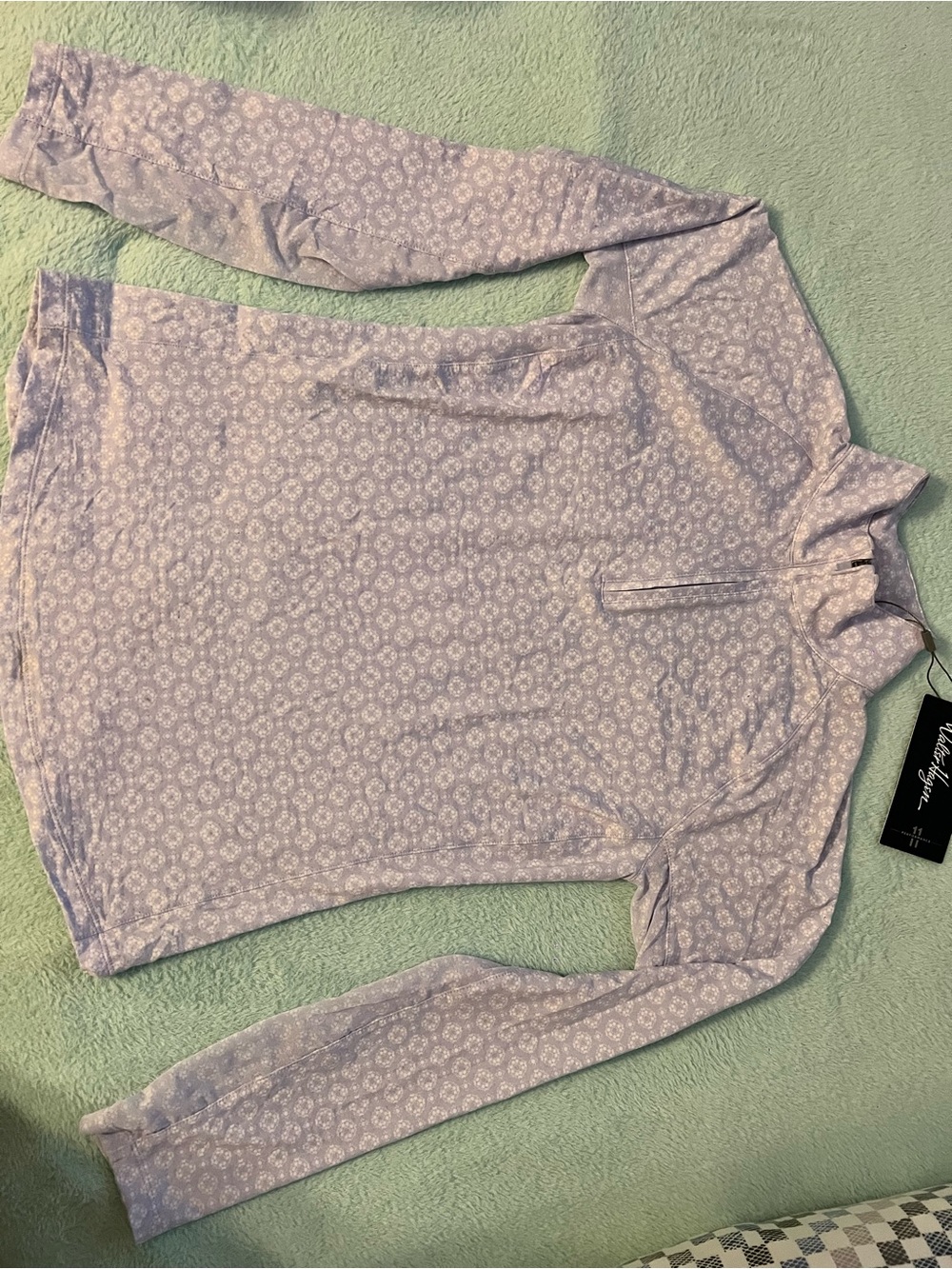 Walter Hagen Lavender Floral Quarter-Zip Long Sleeve Top